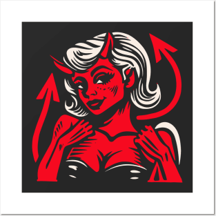 Retro Devil Girl Posters and Art